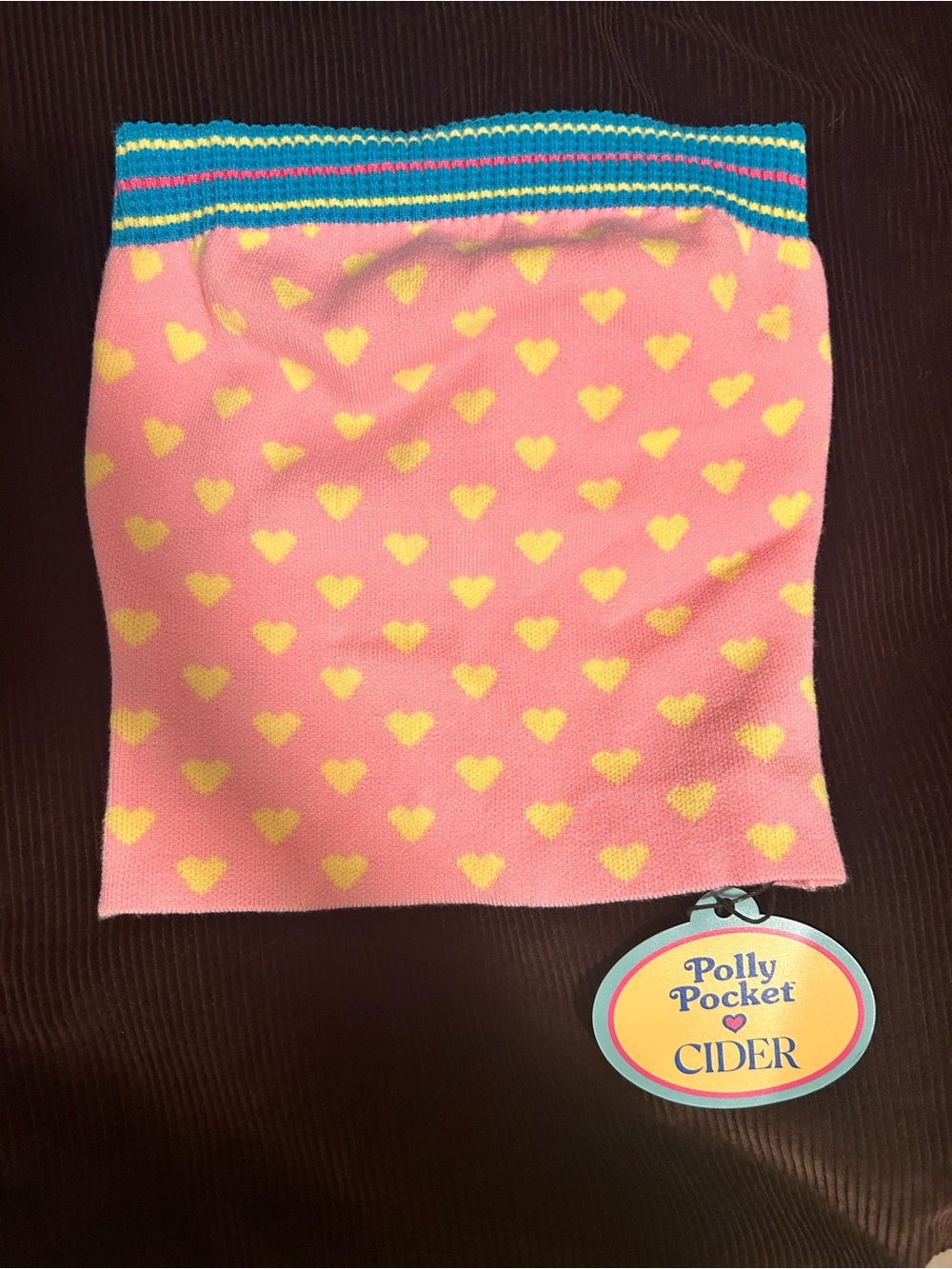 Cider Pink Knit Tube Top with Yellow, Blue